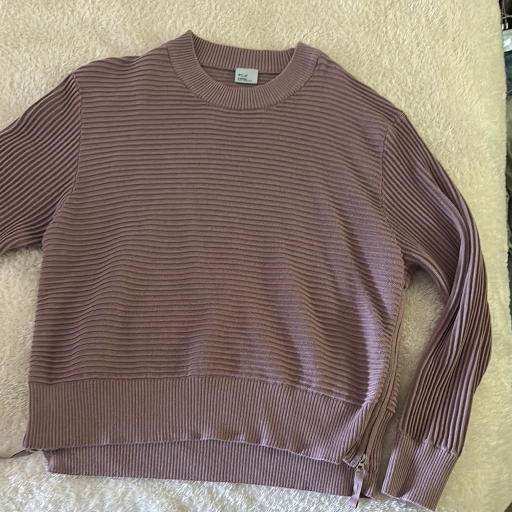 Purple Crew Neck Textured Knit Sweater